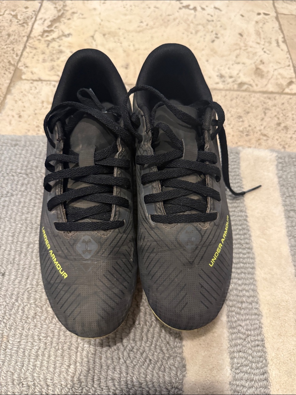 Under Armour Kids Black Shadow Select Soccer Cleats with Neon Yellow Branding